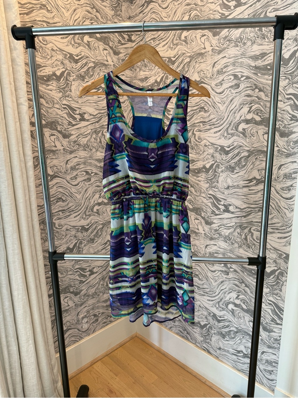 Xhilaration Backless Dress in Purple and Blue Pattern